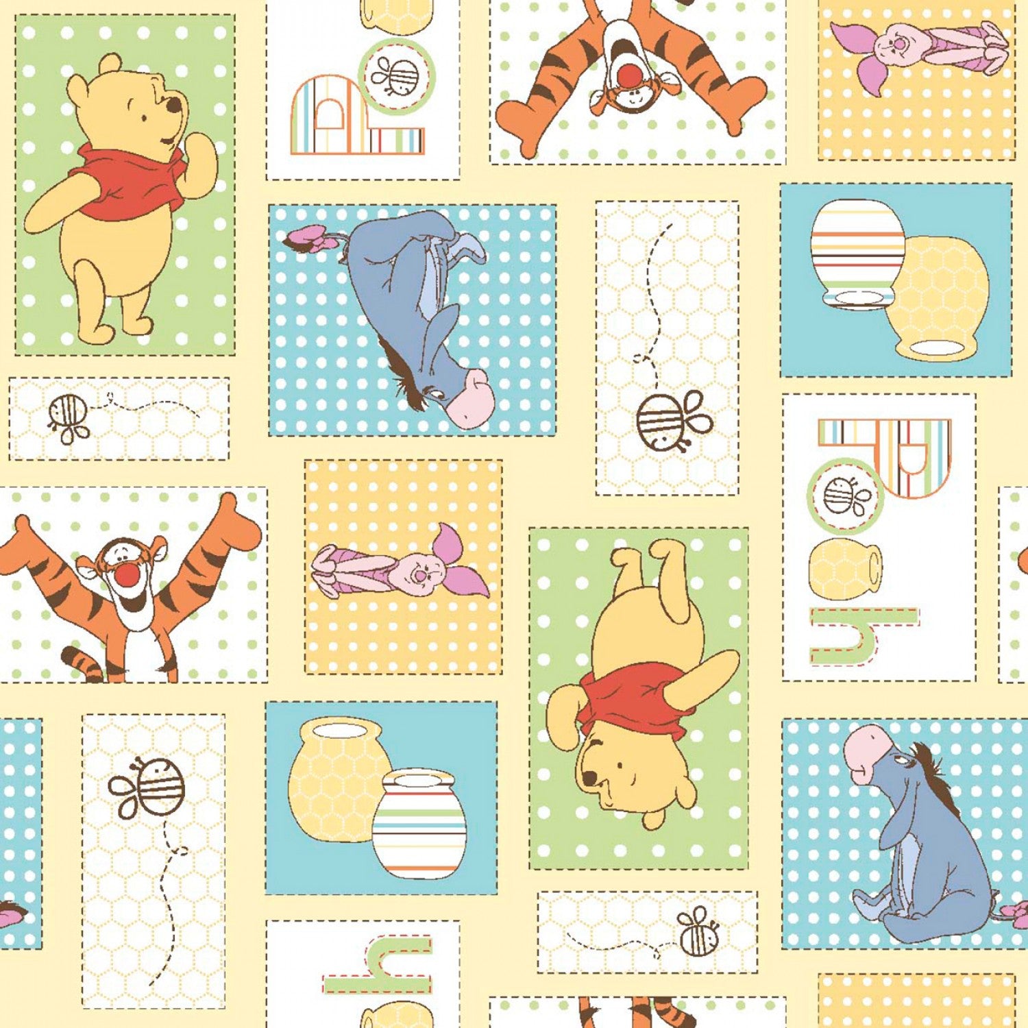 Springs Creative Disney Pooh and Friends White Tossed Fabric