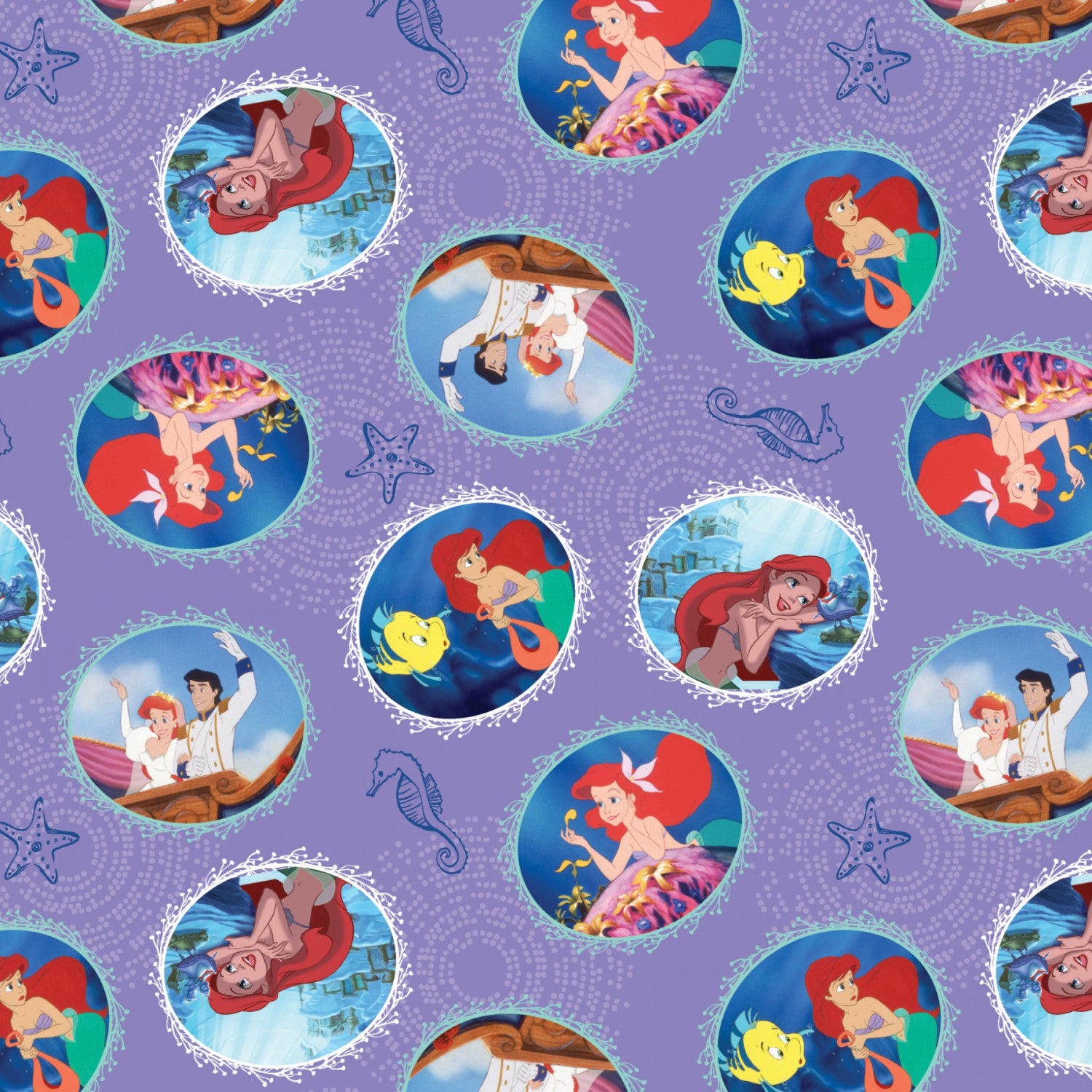 Springs Creative Disney Little Mermaid Ariel Scenic Fabric By The Yard, Fabric, Household