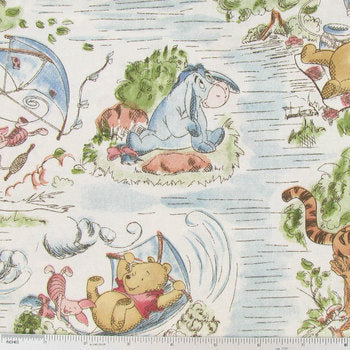 Vintage Classic Pooh Disney Winnie The Pooh Pink Cotton Fabric by
