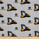 John Deere Tractor Excavate Fabric by the yard