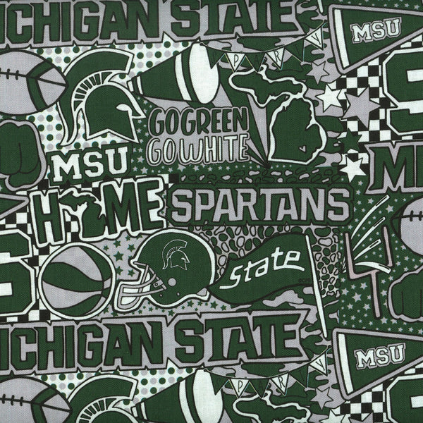 Michigan State Cotton Digitally Printed Fabric by the yard
