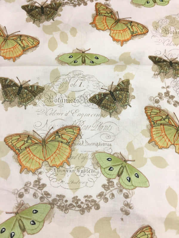 Butterflies Vintage Butterfly Fabric by the yard