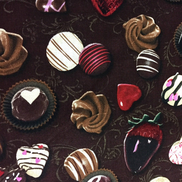 Valentine Chocolate Strawberries Candies Fabric by the yard