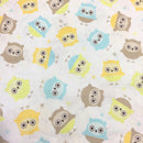 Blue Yellow Owls Fabric by the yard