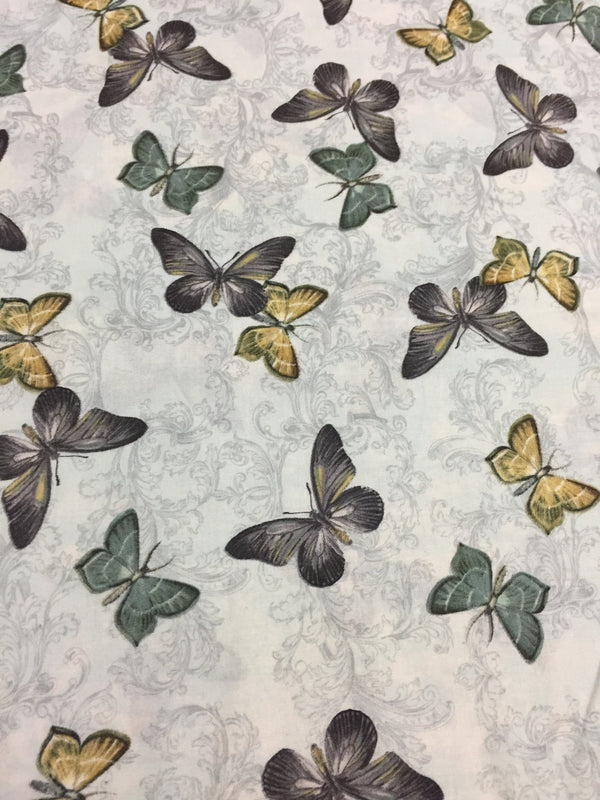 Butterflies Shabby Blue Butterfly Fabric by the yard