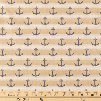 Anchor on Stripe Fabric by the yard