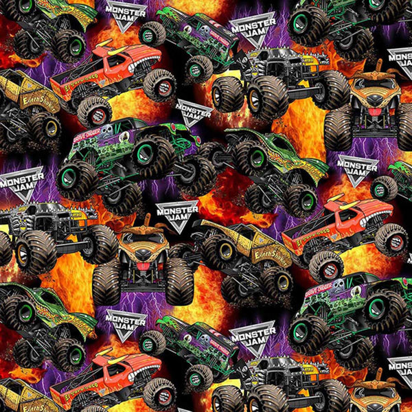Monster Jam Packed Trucks Fabric by the yard