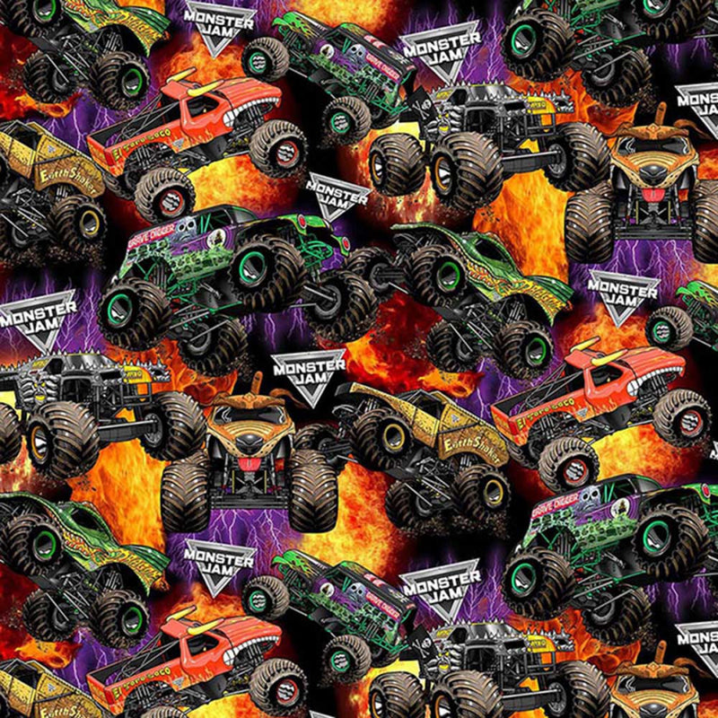 Monster Jam Packed Trucks Fabric by the yard