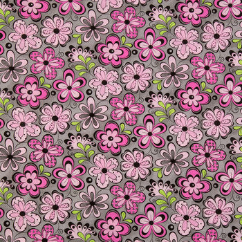 The Madison Collection Daisy on Gray Fabric by the yard