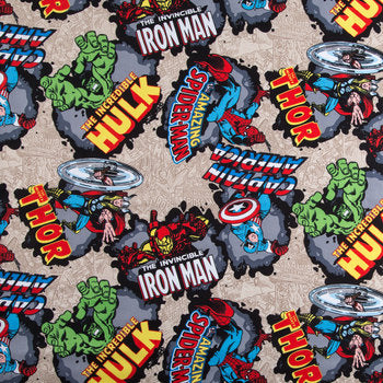 Marvel Avengers Comic Burst Fabric by the yard