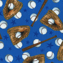 Allstars Baseball Blue Sports Fabric by the yard