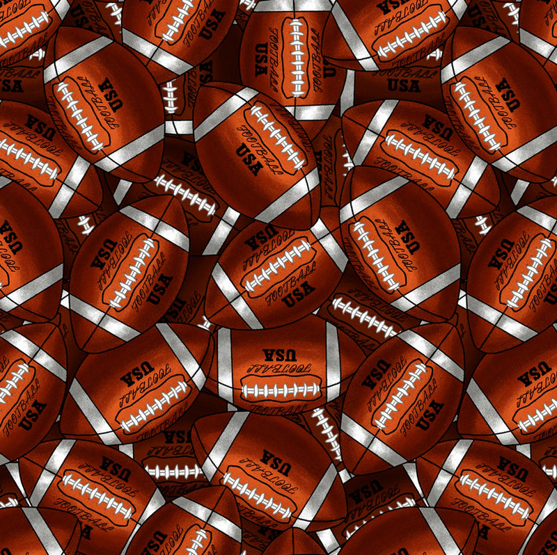 Packed Footballs Football Sports Fabric by the yard