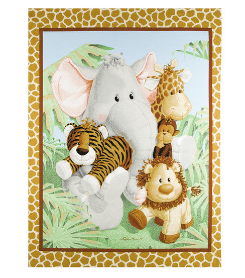 Safari Jungle Babies Quilt Panel Fabric by the yard