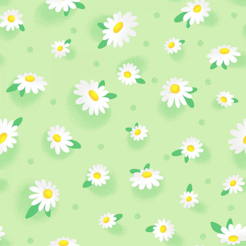 Doodads Daisys Green Daisy Floral Fabric by the yard