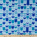 Blue Turquoise Rick Rack Chevron Zig Zag Geometric Fabric by the yard
