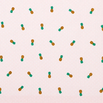 Pineapples Dots on Peach Fabric by the yard