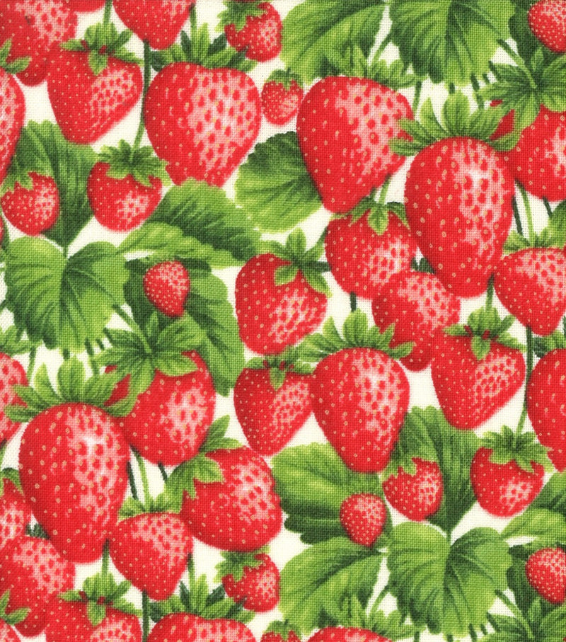 Picked Strawberries Floral Berry Fabric by the yard