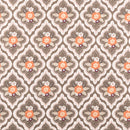 Gray Orange Damask Floral Fabric by the yard
