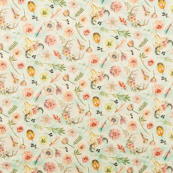 Woodland Floral Buck Head Fabric by the yard