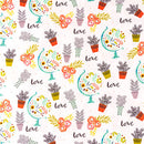 Botanical Allover Floral Flowers Fabric by the yard