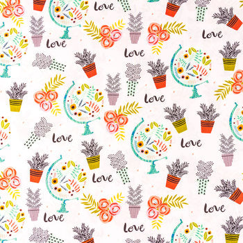 Botanical Allover Floral Flowers Fabric by the yard