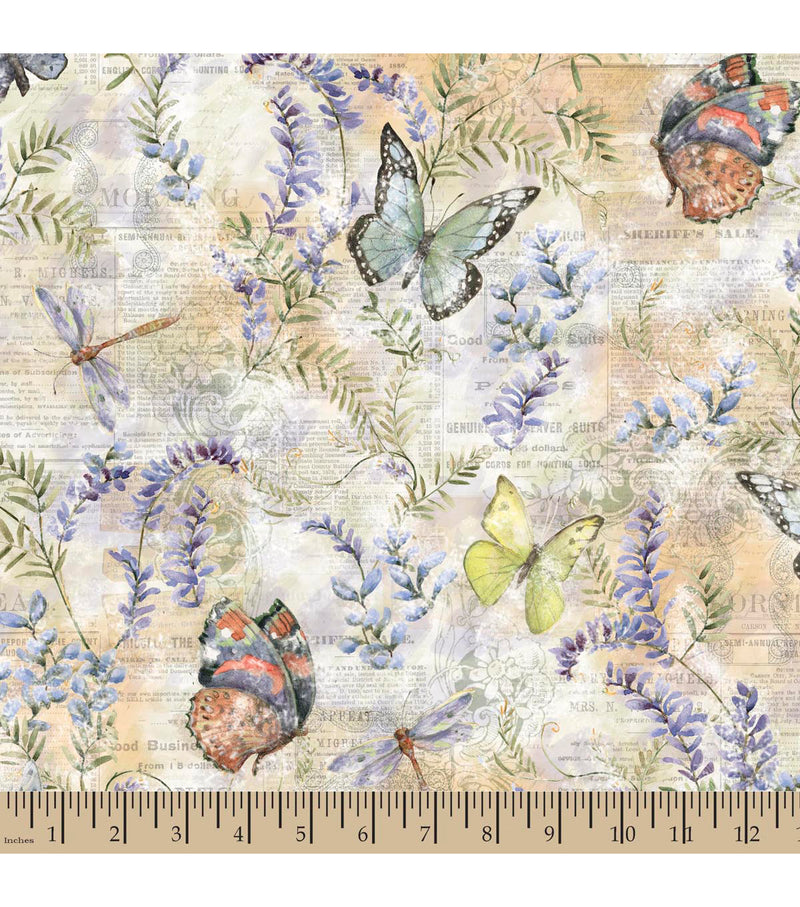 Chic Butterflies Floral Butterfly Fabric by the yard