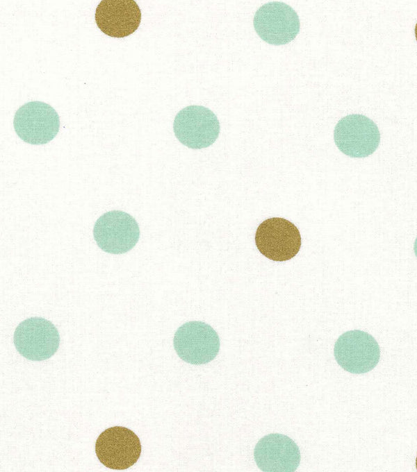 Large Metallic Dot Mint Gold Geometric Fabric by the yard