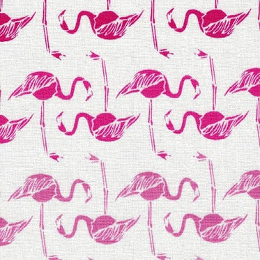 Flamingo White Pink Fabric by the yard