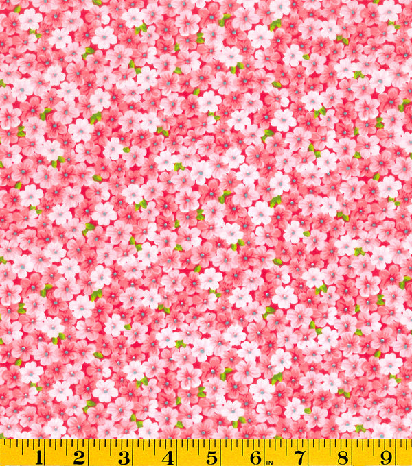 Mia Pink Ditsy Floral Daisy Fabric by the yard