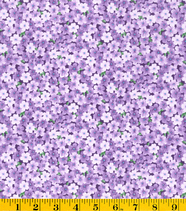 Mia Purple Ditsy Floral Daisy Fabric by the yard