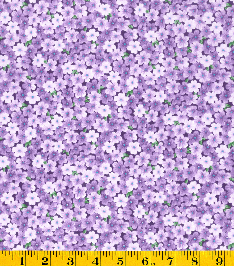 Mia Purple Ditsy Floral Daisy Fabric by the yard