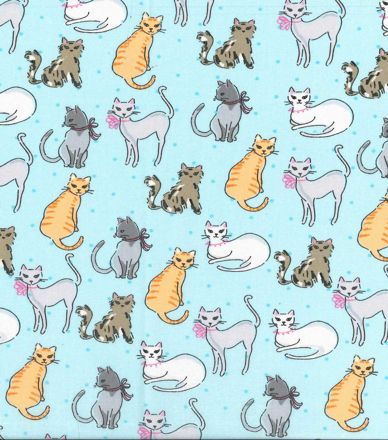 Sketch Cats Kitten Animals Fabric by the yard