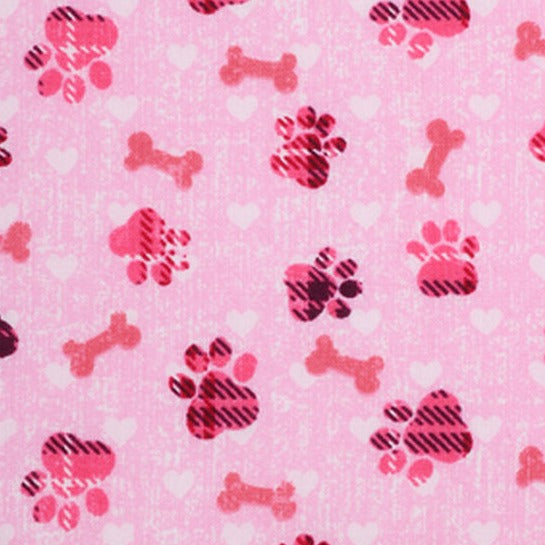 Pink Dog Paw Puppy Animals Fabric by the yard