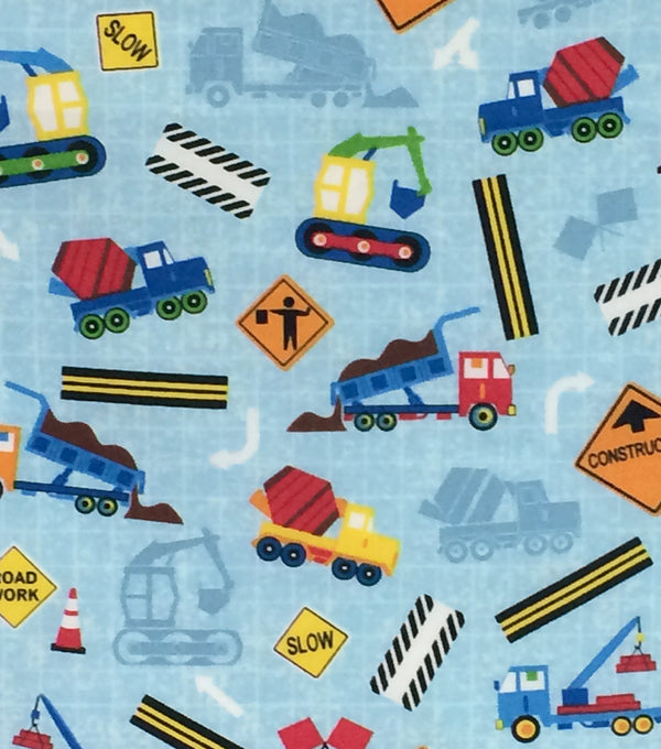 Construction Blue Novelty Fabric by the yard