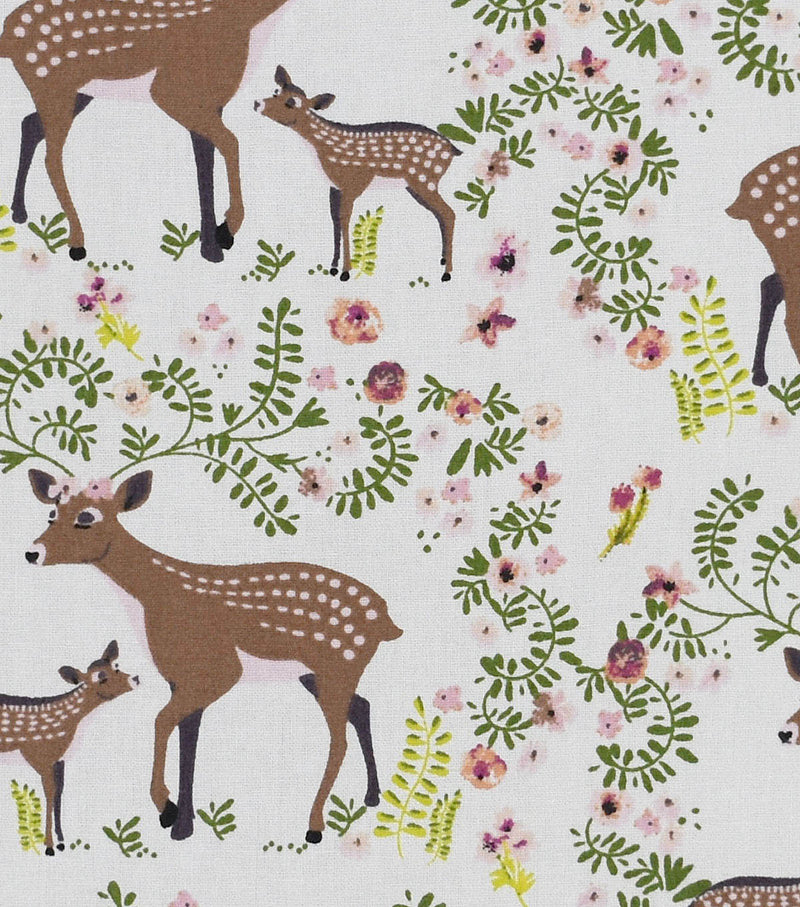 Woodland Floral Petunia Deer Fabric by the yard