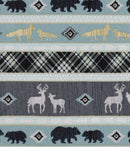 Logan Stripe Animals Woodland Fabric by the yard