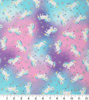 Unicorns and Stars Glitter Fabric by the yard