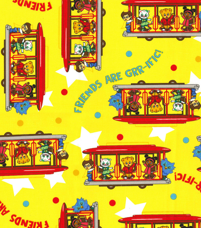 Daniel Tiger Friends Yellow Fabric by the yard