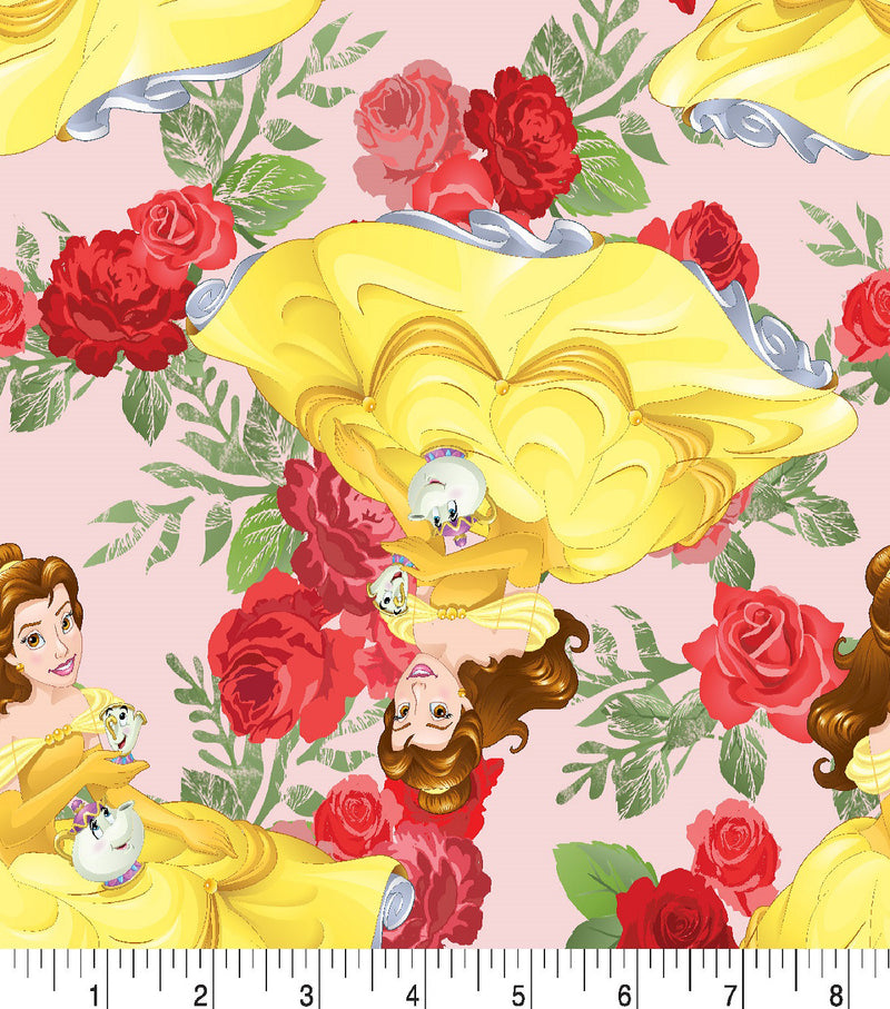 Disney Princess Belle Rose Toss Beauty and the Beast Fabric by the yard