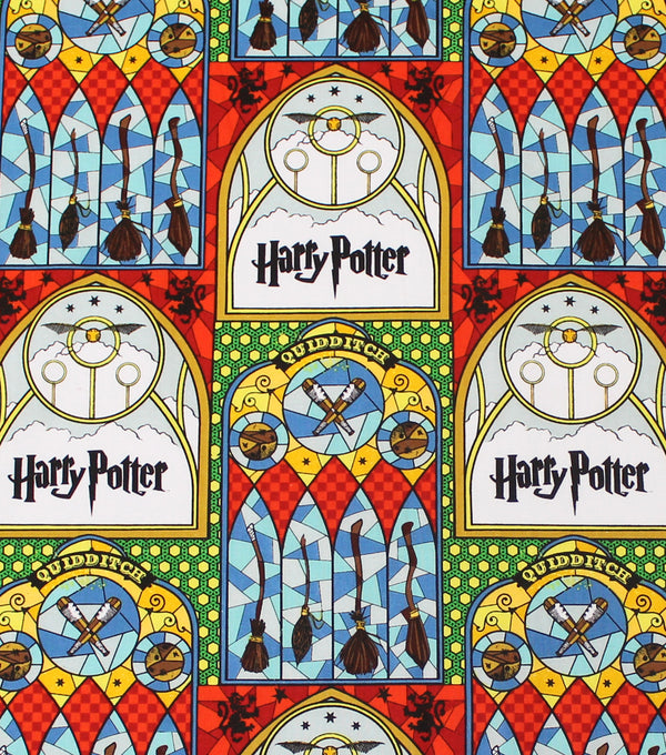 Disney Warner Brothers Harry Potter Stained Glass Quidditch Fabric by the yard