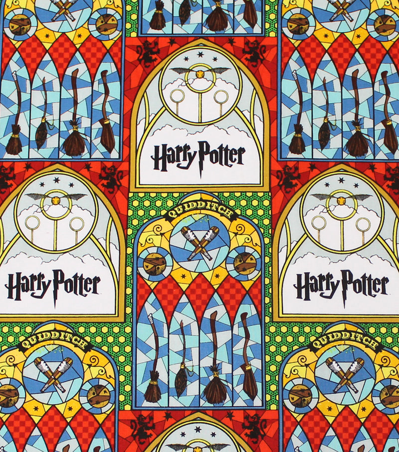 Disney Warner Brothers Harry Potter Stained Glass Quidditch Fabric by the yard
