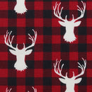 Deer Reindeer Buck Woodland Buffalo Check Plaid Fabric by the yard