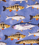Trout On Blue Fish Activity Fabric by the yard