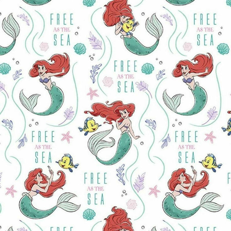 Disney Princess Little Mermaid Ariel Free as the Sea Fabric by the yard