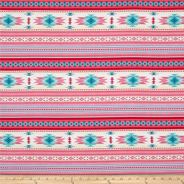 Tucson Aztec Pink Teal Fabric by the yard