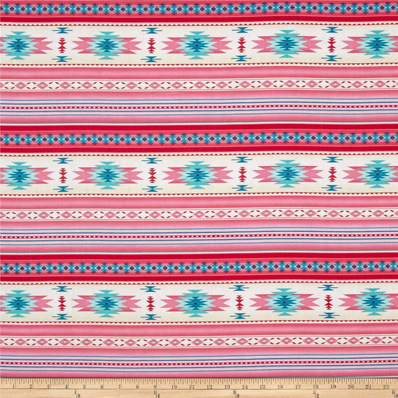 Tucson Aztec Pink Teal Fabric by the yard