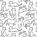 Meow Felines Cats Kitten Gray White Black Animals Fabric by the yard