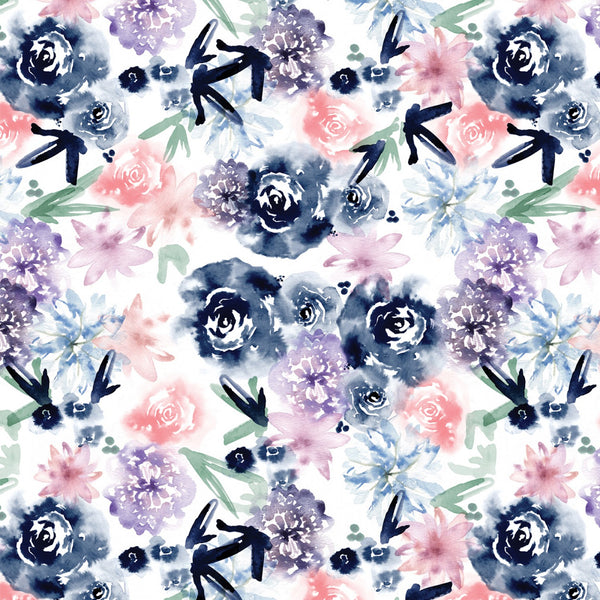 Indigo Rose - Reverie Roses Floral Fabric by the yard