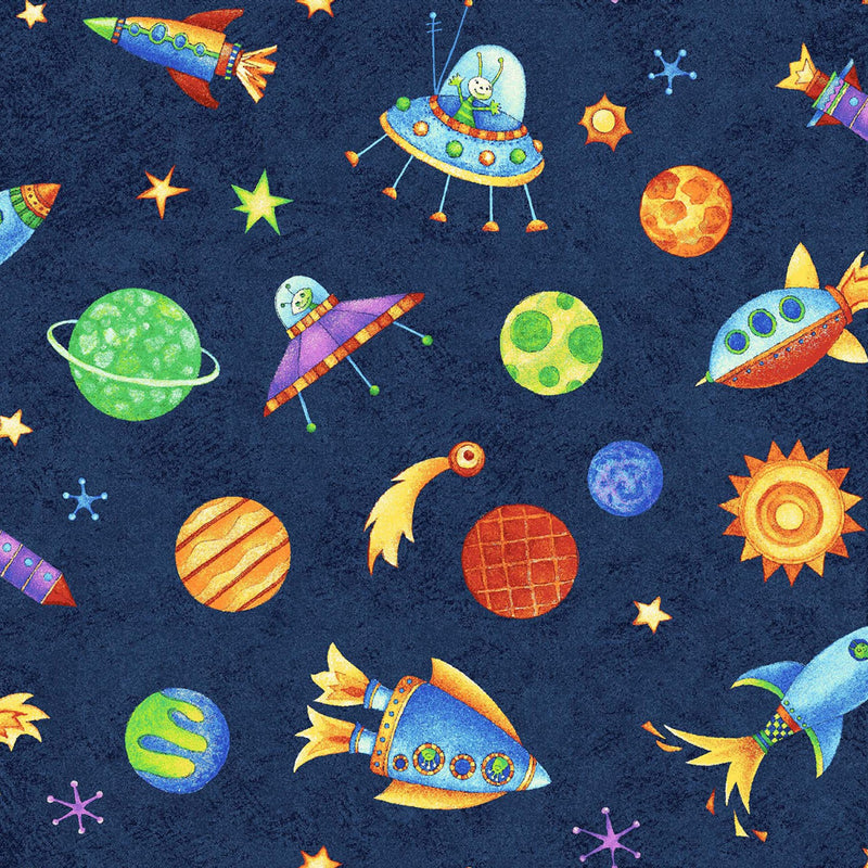 Super Spacey Stars and Planets Fabric by the yard
