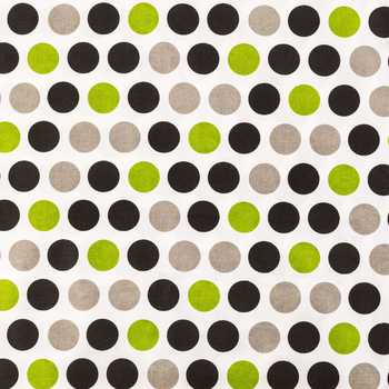 Gigi Dots Geometric Black Green Gray Fabric by the yard